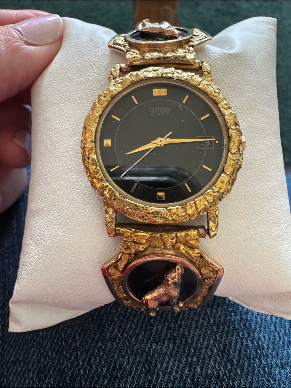 Citizen Gold-Tone Men's Watch with Black Dial - Vintage Alaskan Gold Nugget - Picture 4 of 9